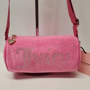 Juicy Couture Velour let it shine Roll bag Juicy pink Rhienstone Logo.Firm Price